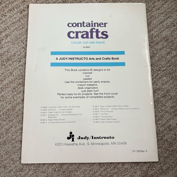 VTG Container Crafts Instruction Book - Judy Instructo - Color, Cut, And Paste - Picture 2 of 3